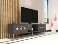 Comoda TV, Olivia, Dome, 150x40 cm, PAL , Antracit / Argintiu