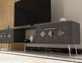 Comoda TV, Olivia, Dome, 150x40 cm, PAL , Antracit / Argintiu