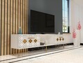 Comoda TV, Olivia, Dome, 150x40 cm, PAL , Alb/Auriu