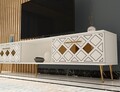 Comoda TV, Olivia, Dome, 150x40 cm, PAL , Alb / Argintiu