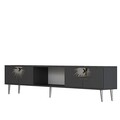 Comoda TV, Olivia, Nida, 150x40 cm, PAL , Antracit / Argintiu