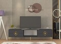 Comoda TV, Olivia, Robber, 150x40 cm, PAL , Antracit / Aur