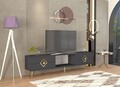 Comoda TV, Olivia, Robber, 150x40 cm, PAL , Antracit / Aur