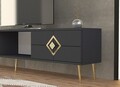 Comoda TV, Olivia, Robber, 150x40 cm, PAL , Antracit / Aur
