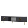Comoda TV, Olivia, Robber, 150x40 cm, PAL , Antracit / Aur