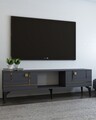 Comoda TV, Olivia, Madera, 150x44 cm, PAL , Antracit / Aur