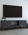 Comoda TV, Olivia, Madera, 150x44 cm, PAL , Antracit / Argintiu