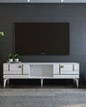 Comoda TV, Olivia, Madera, 150x44 cm, PAL , Alb/Auriu