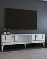 Comoda TV, Olivia, Madera, 150x44 cm, PAL , Alb/Auriu