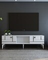 Comoda TV, Olivia, Madera, 150x44 cm, PAL , Alb / Argintiu