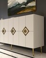 Consola, Olivia, Robber KB150, 150x75x35 cm, PAL , Alb/Auriu