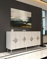 Consola, Olivia, Robber KB150, 150x75x35 cm, PAL , Alb / Argintiu