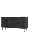 Consola, Olivia, Domino KB150, 150x75x35 cm, PAL , Antracit / Aur