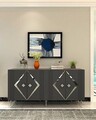 Consola, Olivia, Domino KB150, 150x75x35 cm, PAL , Antracit / Argintiu