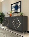 Consola, Olivia, Domino KB150, 150x75x35 cm, PAL , Antracit / Argintiu
