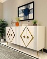 Consola, Olivia, Domino KB150, 150x75x35 cm, PAL , Alb/Auriu