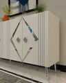 Consola, Olivia, Domino KB150, 150x75x35 cm, PAL , Alb / Argintiu