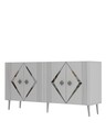 Consola, Olivia, Domino KB150, 150x75x35 cm, PAL , Alb / Argintiu