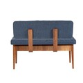 Bancheta cu spatar, Vina 1048-2, Vella, Dark Blue, Walnut, 110x40x85 cm