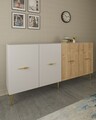 Consola, Olivia, Loop KB150, 150x75x35 cm, PAL , Stejar alb / safir