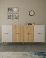 Consola, Olivia, Loop KB150, 150x75x35 cm, PAL , Stejar alb / safir