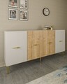 Consola, Olivia, Loop KB150, 150x75x35 cm, PAL , Stejar alb / safir