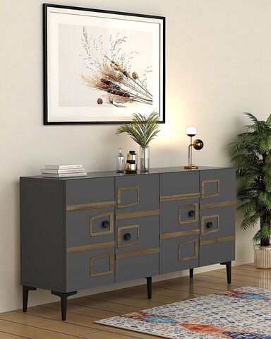 Consola, Olivia, Esta KB150, 150x75x35 cm, PAL , Antracit / Nuc