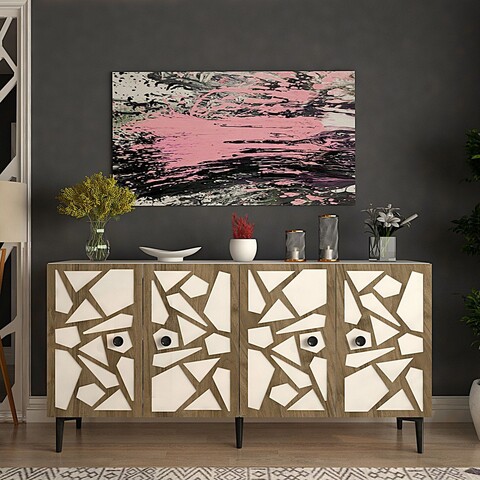 Consola, Olivia, Master, 150x75x35 cm, PAL , Alb/Maro