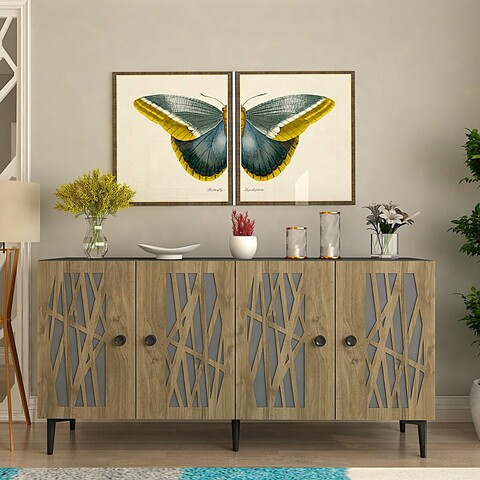 Consola, Olivia, Resta, 150x75x35 cm, PAL , Antracit / Nuc