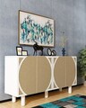 Consola, Chalmette, Wilder Bohem, 150x75x35 cm, PAL , Alb / Hazeran