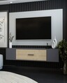 Comoda TV, Olivia, Kodaks, 150x33 cm, PAL , Stejar antracit / safir
