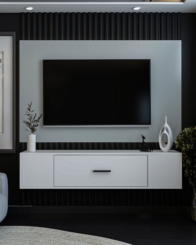 Comoda TV, Olivia, Kodaks, 150x33 cm, PAL , Alb