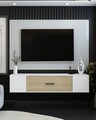 Comoda TV, Olivia, Kodaks, 150x33 cm, PAL , Stejar alb / safir