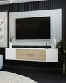Comoda TV, Olivia, Kodaks, 150x33 cm, PAL , Stejar alb / safir