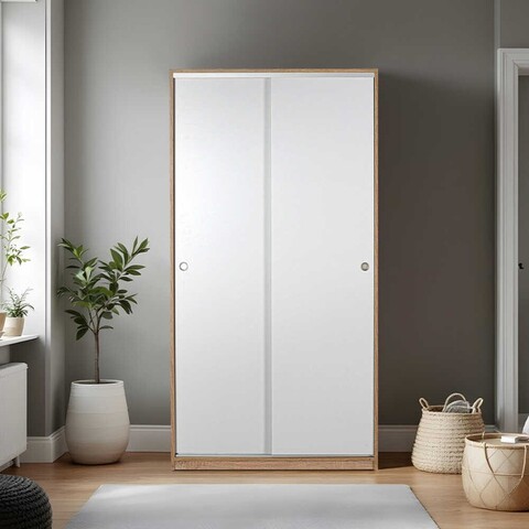 Dulap pentru haine, Adore, Swd-431-Sb-2, 94x182x52 cm, PAL, Somon/Alb