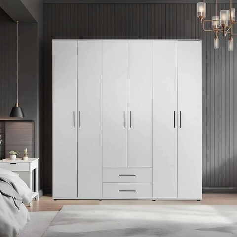 Dulap pentru haine, Adore, White, 213x206x52 cm, PAL, Alb