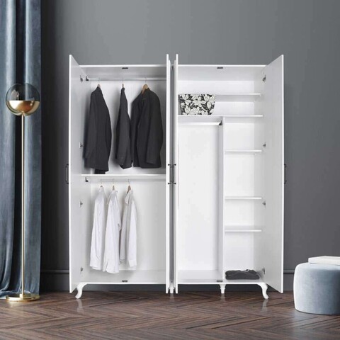 Dulap pentru haine, Adore, Grd-1040-Dd-3, 180x224x62 cm, PAL, Alb