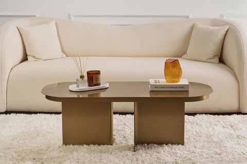 Masuta de cafea, Cerritos, Shb-010-A, 120x45x44 cm, Metal, Auriu
