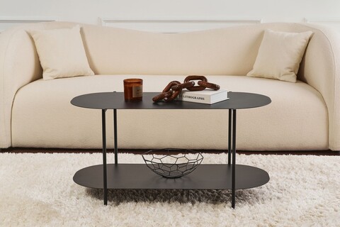 Masuta de cafea, Cerritos, Shb-014, 100x45x51 cm, Metal, Negru