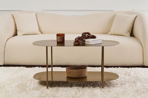 Masuta de cafea, Cerritos, Shb-014-A, 100x45x51 cm, Metal, Auriu