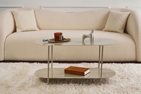 Masuta de cafea, Cerritos, Shb-014-B, 100x45x51 cm, Metal, Grej