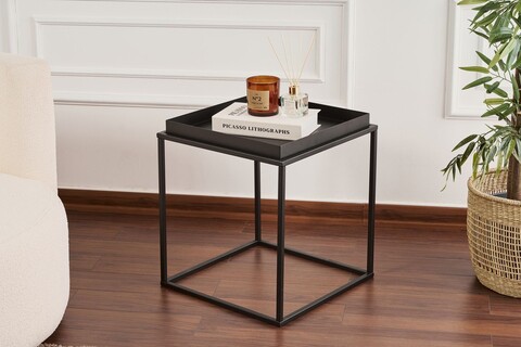 Masuta de cafea, Cerritos, Shb-018, 45x45x52 cm, Metal, Negru