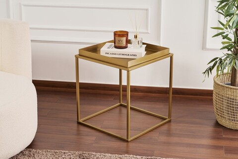 Masuta de cafea, Cerritos, Shb-018-A, 45x45x52 cm, Metal, Auriu