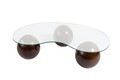 Masuta de cafea, Cerritos, Sphere, 120x30x70 cm, Sticla temperata, Nuc / Transparent