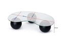 Masuta de cafea, Cerritos, Sphere, 120x30x70 cm, Sticla temperata, Nuc / Transparent