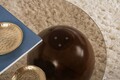 Masuta de cafea, Cerritos, Sphere, 120x30x70 cm, Sticla temperata, Nuc / Bronz
