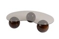 Masuta de cafea, Cerritos, Sphere, 120x30x70 cm, Sticla temperata, Nuc / Bronz