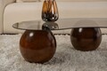 Masuta de cafea, Cerritos, Sphere, 120x30x70 cm, Sticla temperata, Nuc / Gri