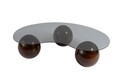 Masuta de cafea, Cerritos, Sphere, 120x30x70 cm, Sticla temperata, Nuc / Gri
