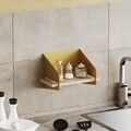 Raft de perete, Cerritos, Short Arm, 30x20x19 cm, Lemn, Auriu